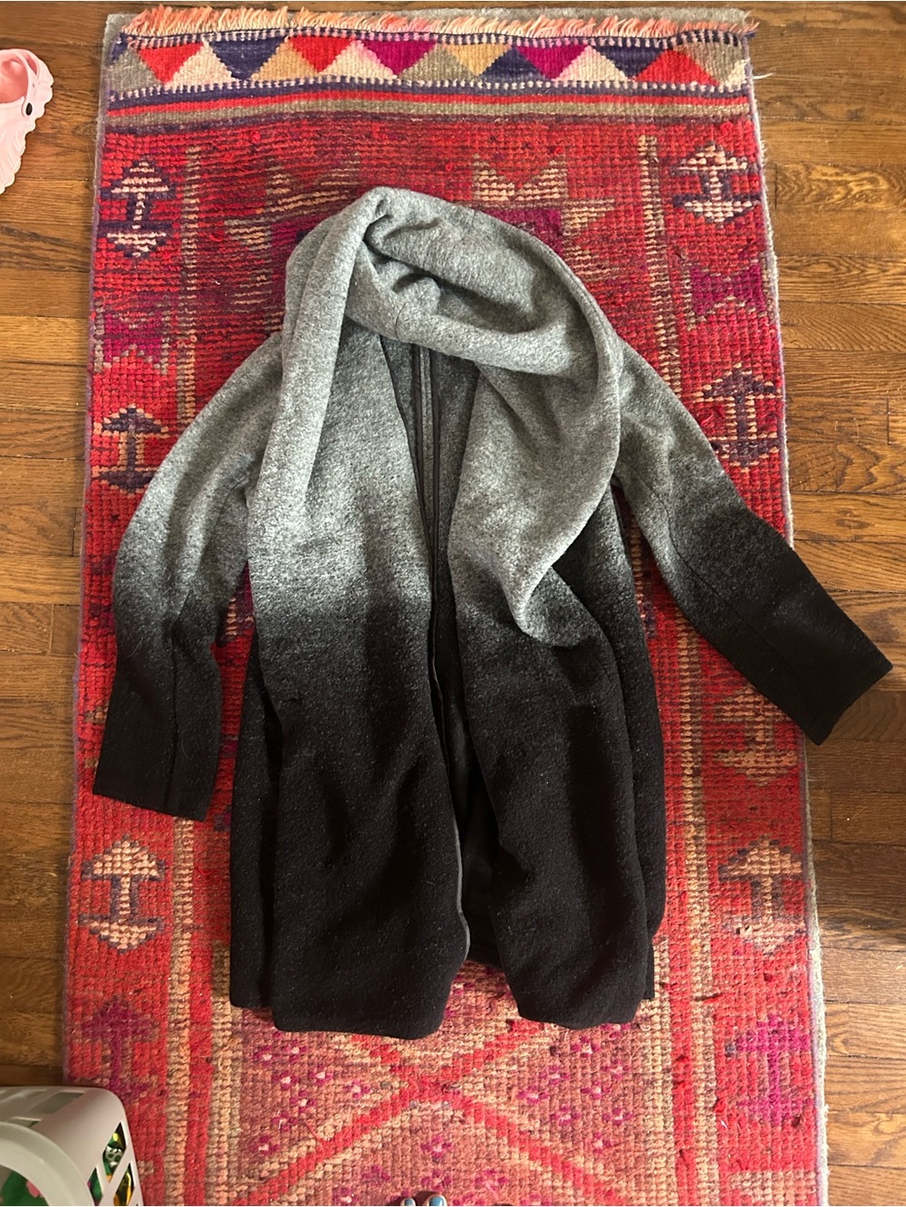 BB Dakota Gray to Black Ombre Hooded Cardigan